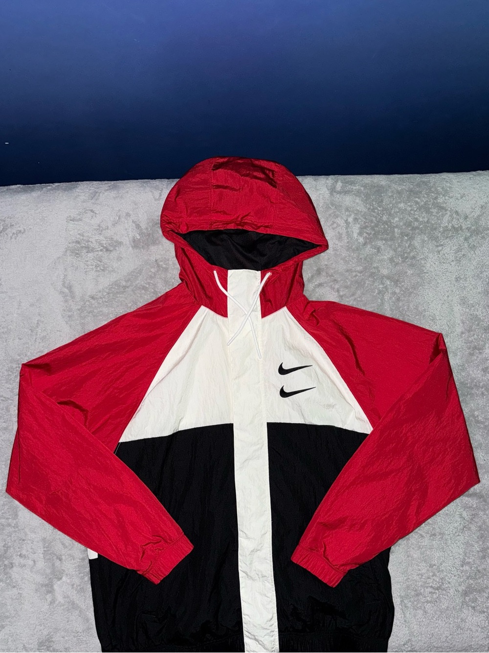 Mens Nike Double Swoosh Vintage Windbreaker red black white